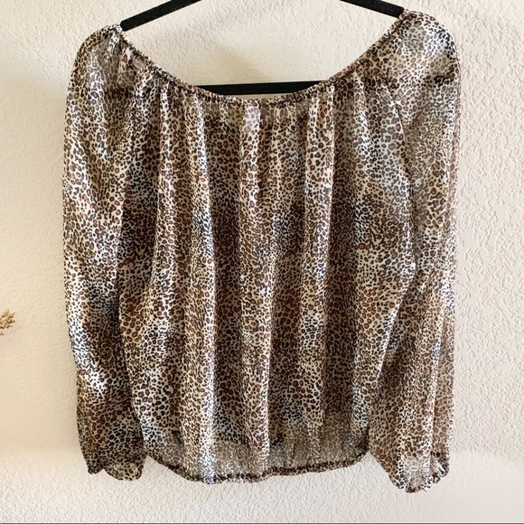Speechless Leopard Prnt Peasant Long Sleeve Blouse - Picture 7 of 8